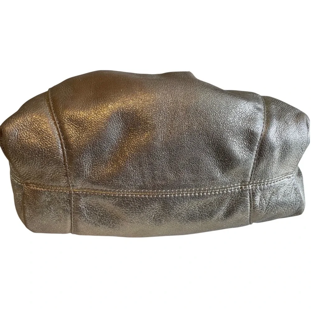 Michael Kors Vintage Y2K Metallic Bronze Leather Slouchy Hobo Bag Buckle Accent